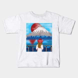 Landscape mountains digital art illustration Kids T-Shirt